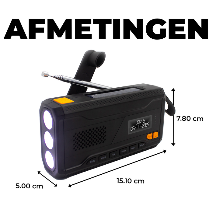 Denver Noodradio - DAB - FM - Zaklamp - Powerbank - Zonne-energie - Opwindbaar - SCD2033 - Denvershop