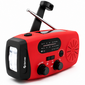 Denver Noodradio - Powerbank Zonneenergie - FM Radio - Noodpakket - Zaklamp - Opwindbaar - SOS Knop - Solar powerbank - SCR2007