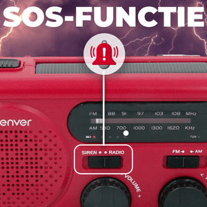 Denver Noodradio - Powerbank Zonneenergie - FM Radio - Noodpakket - Zaklamp - Opwindbaar - SOS Knop - Solar powerbank - SCR2010 - Denvershop