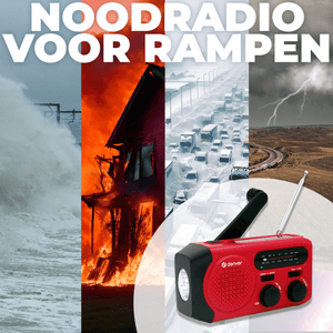 Denver Noodradio - Powerbank Zonneenergie - FM Radio - Noodpakket - Zaklamp - Opwindbaar - SOS Knop - Solar powerbank - SCR2010 - Denvershop
