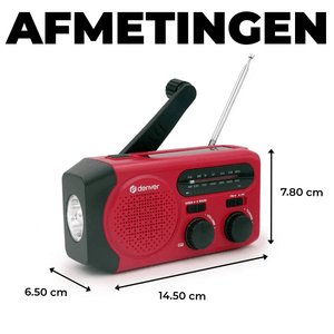 Denver Noodradio - Powerbank Zonneenergie - FM Radio - Noodpakket - Zaklamp - Opwindbaar - SOS Knop - Solar powerbank - SCR2010 - Denvershop