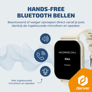 Denver Smartwatch - Android iOS - Notificaties - Sporthorloge - Hartslagmeter - Saturatiemeter - Slaapmonitor - SWC176