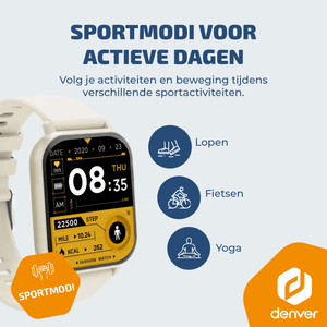 Denver Smartwatch - Android iOS - Notificaties - Sporthorloge - Hartslagmeter - Saturatiemeter - Slaapmonitor - SWC176