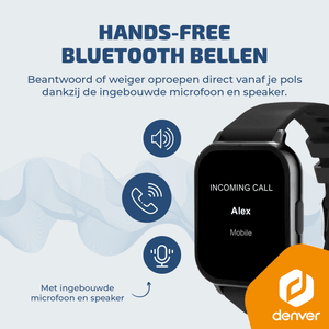 Denver Smartwatch - Android iOS - Notificaties - Sporthorloge - Hartslagmeter - Saturatiemeter - Slaapmonitor - SWC176