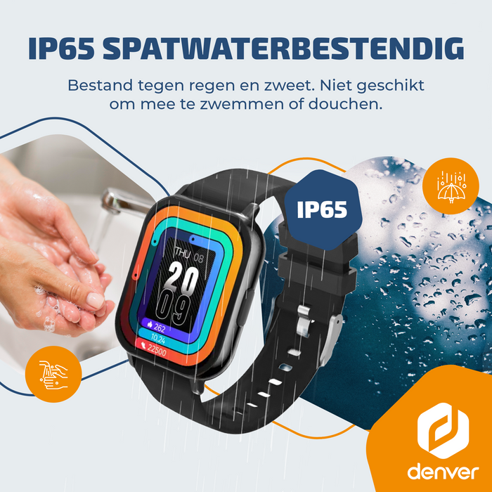 Denver Smartwatch - Android iOS - Notificaties - Sporthorloge - Hartslagmeter - Saturatiemeter - Slaapmonitor - SWC176