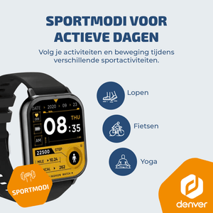 Denver Smartwatch - Android iOS - Notificaties - Sporthorloge - Hartslagmeter - Saturatiemeter - Slaapmonitor - SWC176