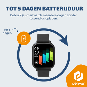 Denver Smartwatch - Android iOS - Notificaties - Sporthorloge - Hartslagmeter - Saturatiemeter - Slaapmonitor - SWC176