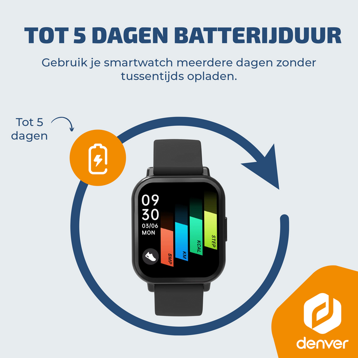 Denver Smartwatch - Android iOS - Notificaties - Sporthorloge - Hartslagmeter - Saturatiemeter - Slaapmonitor - SWC176