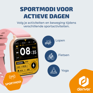 Denver Smartwatch - Android iOS - Notificaties - Sporthorloge - Hartslagmeter - Saturatiemeter - Slaapmonitor - SWC176