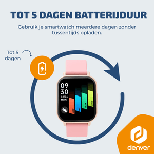 Denver Smartwatch - Android iOS - Notificaties - Sporthorloge - Hartslagmeter - Saturatiemeter - Slaapmonitor - SWC176