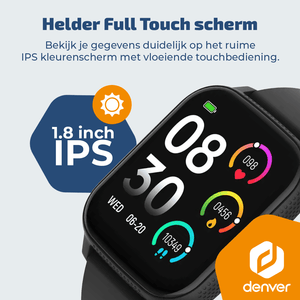 Denver Smartwatch - Android iOS - Notificaties - Sporthorloge - Hartslagmeter - Saturatiemeter - Slaapmonitor - SWC184