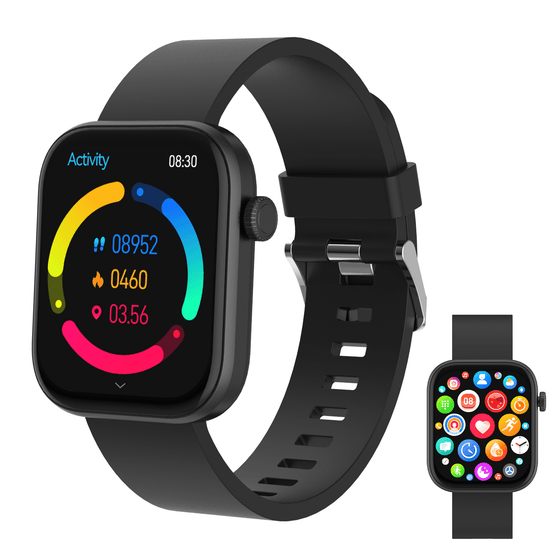 [Zwart] - Denver Smartwatch - Android iOS - Volledige Belfunctie - Amoled Display - Sporthorloge - Hartslagmeter - Saturatiemeter - Slaapmonitor - SWC185 - Denvershop