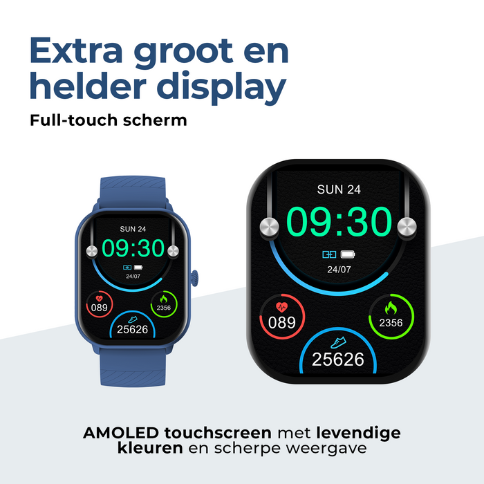 Denver Smartwatch - Android iOS - Volledige Belfunctie - Amoled Display - Sporthorloge - Hartslagmeter - Saturatiemeter - Slaapmonitor - SWC187