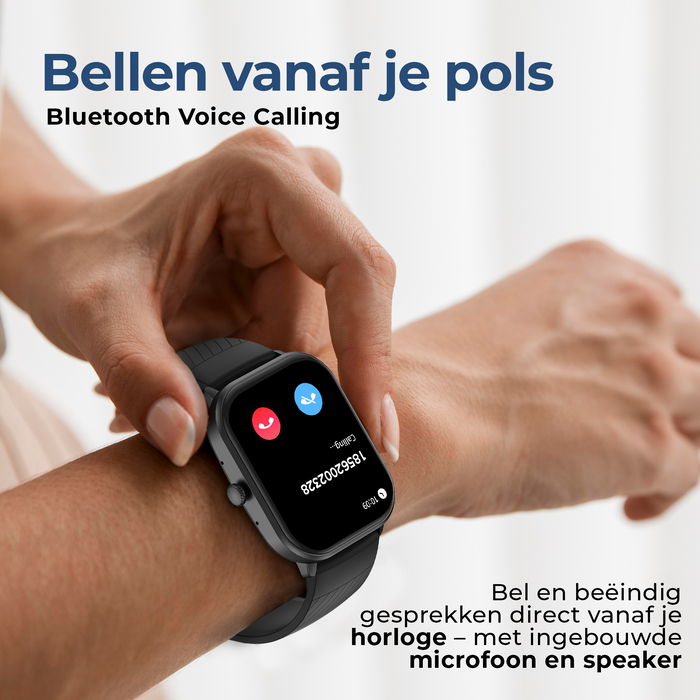 Denver Smartwatch - Android iOS - Volledige Belfunctie - Amoled Display - Sporthorloge - Hartslagmeter - Saturatiemeter - Slaapmonitor - SWC187