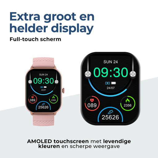 [Roze] - Denver Smartwatch - Android iOS - Volledige Belfunctie - Amoled Display - Sporthorloge - Hartslagmeter - Saturatiemeter - Slaapmonitor - SWC187 - Denvershop
