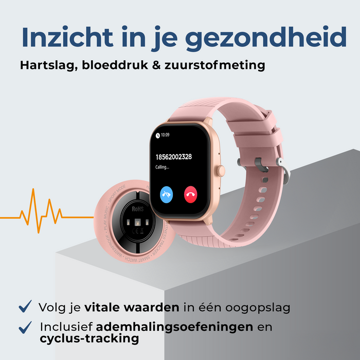 Denver Smartwatch - Android iOS - Volledige Belfunctie - Amoled Display - Sporthorloge - Hartslagmeter - Saturatiemeter - Slaapmonitor - SWC187