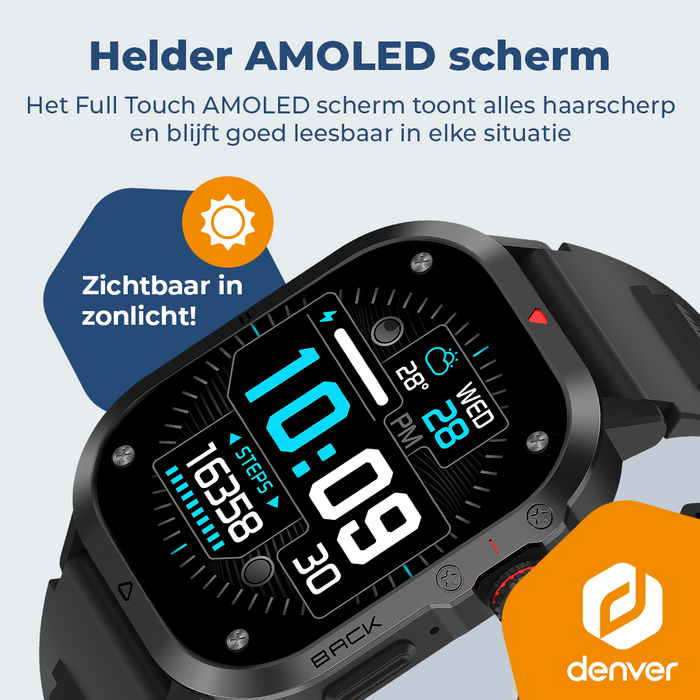 Denver Smartwatch - Android & iOS - Volledige Belfunctie - 100 Sportmodi - Sporthorloge - Hartslagmeter - Bloeddrukmeter - Stappenteller - SWC195