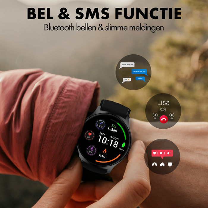Denver smartwatch - Android iOS - Volledige Belfunctie - Amoled Display - Sporthorloge - Hartslagmeter - Saturatiemeter - Slaapmonitor - SWC387