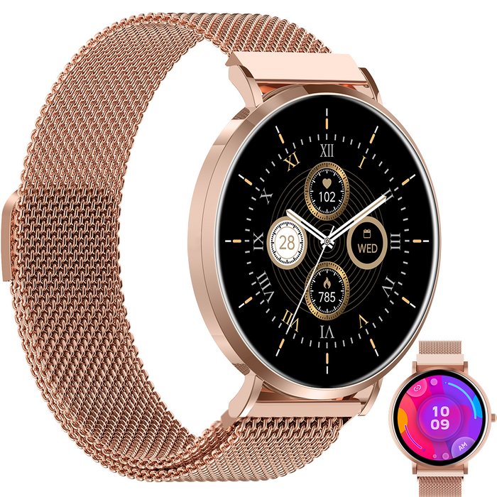 Denver Smartwatch - AMOLED - Hartslagmeter - Saturatiemeter - 100 sportmodi - Milanese bandje - Android iOS - SWC394