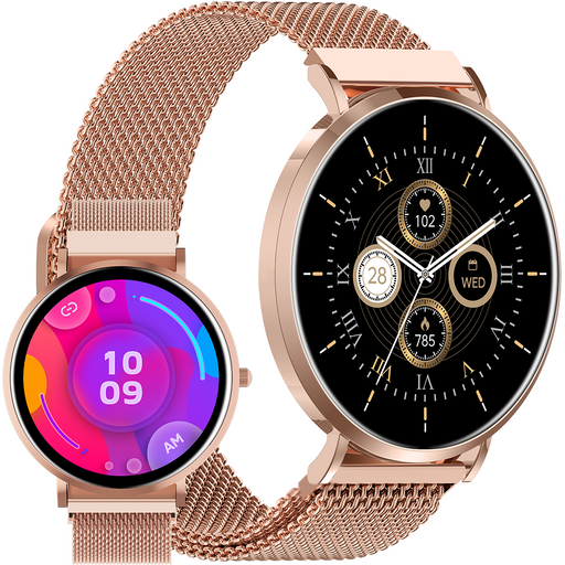 [Roségoud] - Denver Smartwatch - Hartslagmeter - Saturatiemeter - 100 sportmodi - Milanese bandje - Android iOS - SWC394 - Denvershop