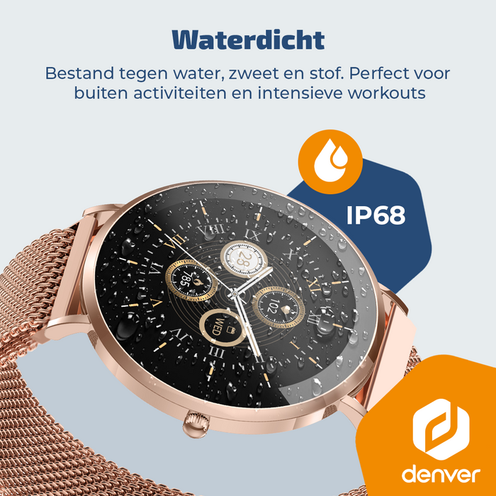 Denver Smartwatch - AMOLED - Hartslagmeter - Saturatiemeter - 100 sportmodi - Milanese bandje - Android iOS - SWC394