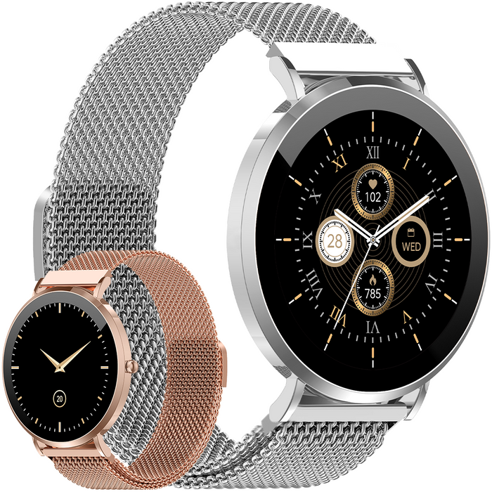 Denver Smartwatch - AMOLED - Hartslagmeter - Saturatiemeter - 100 sportmodi - Milanese bandje - Android iOS - SWC394