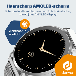 Denver Smartwatch - AMOLED - Hartslagmeter - Saturatiemeter - 100 sportmodi - Milanese bandje - Android iOS - SWC394