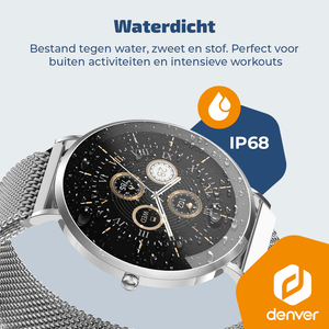 Denver Smartwatch - AMOLED - Hartslagmeter - Saturatiemeter - 100 sportmodi - Milanese bandje - Android iOS - SWC394