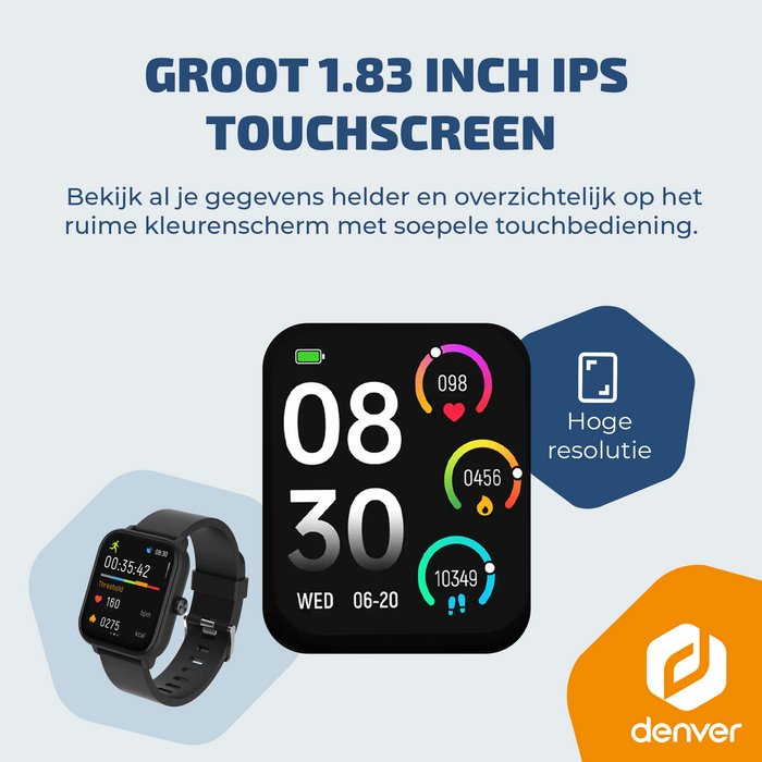 Denver Smartwatch - GPS - Hartslagmeter - 100 sportmodi - Saturatiemeter - Volledig Belfunctie - SWG155 - Zwart