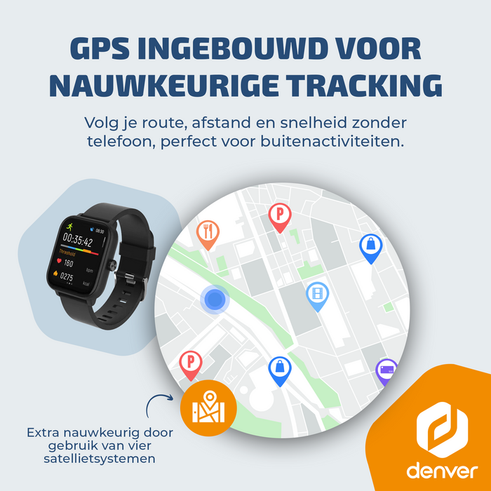 Denver Smartwatch - GPS - Hartslagmeter - 100 sportmodi - Saturatiemeter - Volledig Belfunctie - SWG155 - Zwart