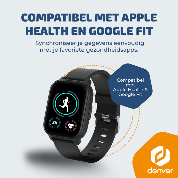Denver Smartwatch - GPS - Hartslagmeter - 100 sportmodi - Saturatiemeter - Volledig Belfunctie - SWG155 - Zwart