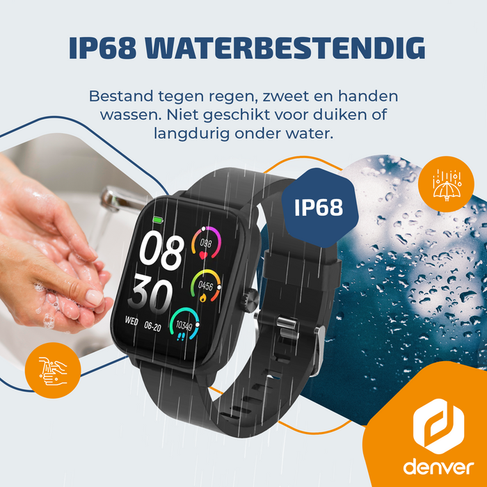 Denver Smartwatch - GPS - Hartslagmeter - 100 sportmodi - Saturatiemeter - Volledig Belfunctie - SWG155 - Zwart