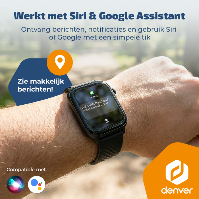 Denver Smartwatch - Hartslagmeter - 100 sportmodi - Saturatiemeter - Volledig Belfunctie - SWG159