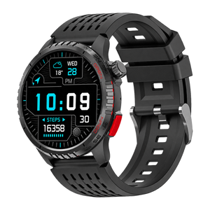 Denver SWG345 robuuste ronde smartwatch met digitale klok 10:09, schuin vooraanzicht