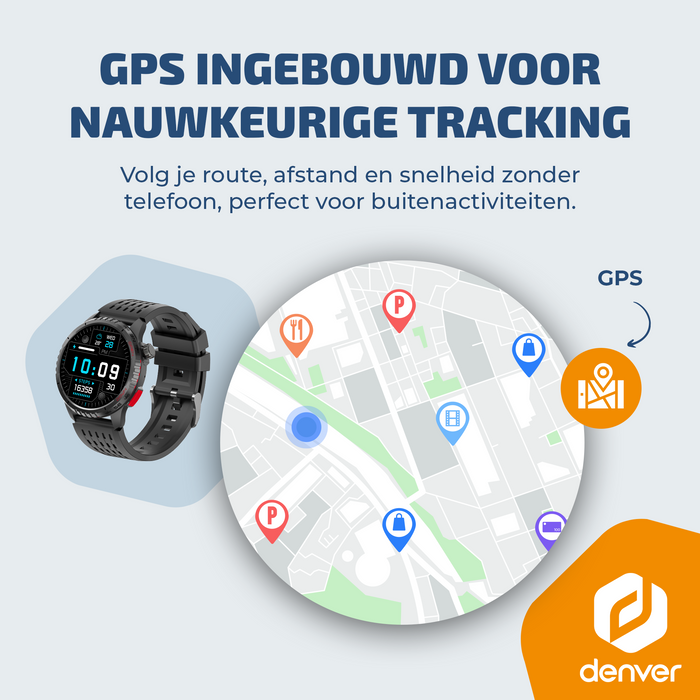 Denver Smartwatch - Bluetooth - 100 sportmodi - Hartslagmeter - Volledige belfunctie - Android iOS - SWG345