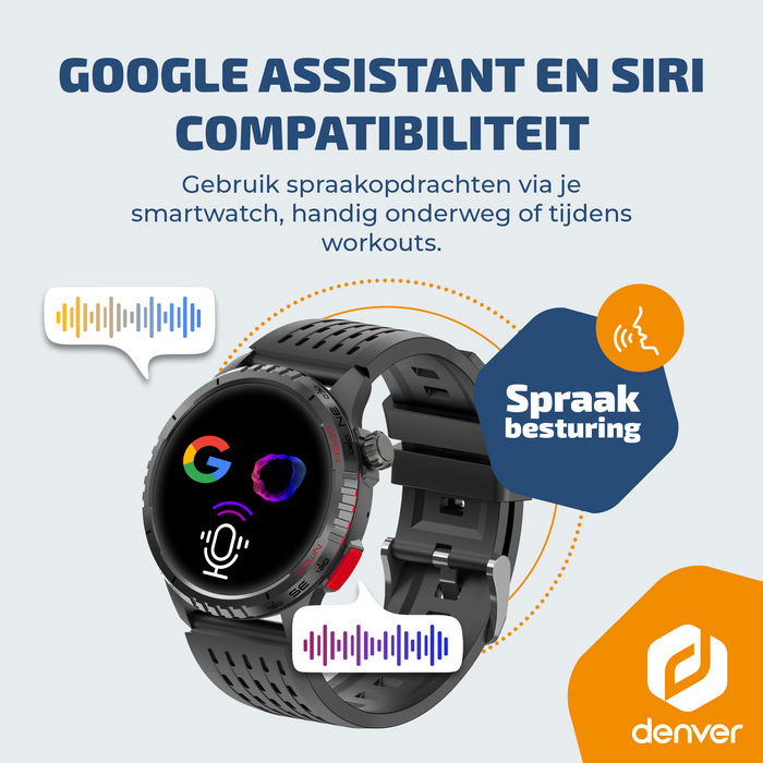 Denver Smartwatch - Bluetooth - 100 sportmodi - Hartslagmeter - Volledige belfunctie - Android iOS - SWG345