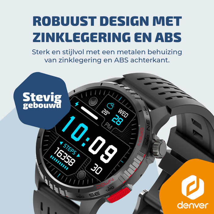 Denver Smartwatch - Bluetooth - 100 sportmodi - Hartslagmeter - Volledige belfunctie - Android iOS - SWG345