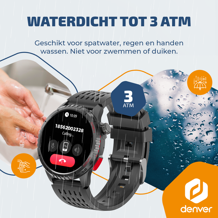 Denver Smartwatch - Bluetooth - 100 sportmodi - Hartslagmeter - Volledige belfunctie - Android iOS - SWG345