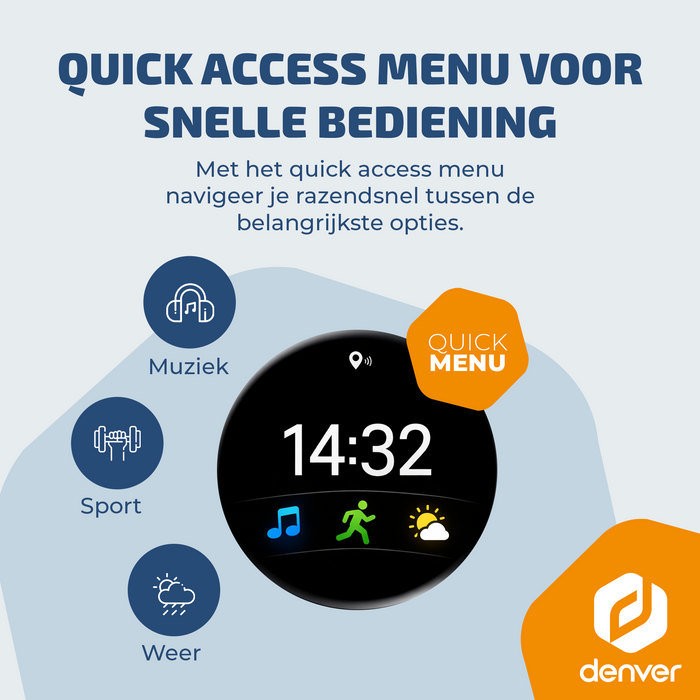 Denver Smartwatch - Bluetooth - 100 sportmodi - Hartslagmeter - Volledige belfunctie - Android iOS - SWG345