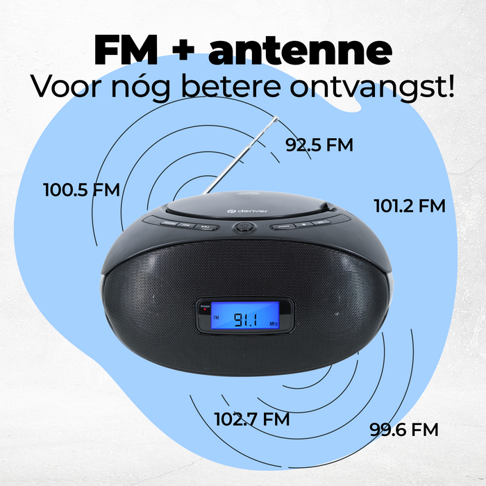 Denver Draadloze boombox - CD functie & FM Radio - AUX aansluiting - TC29