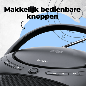 Denver Draadloze boombox - CD functie & FM Radio - AUX aansluiting - TC29 - Denvershop