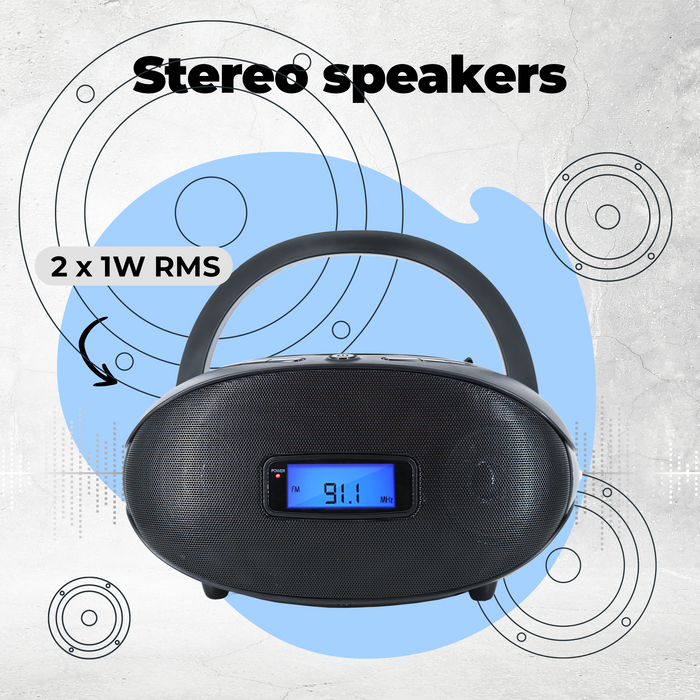 Denver Draadloze boombox - CD functie & FM Radio - AUX aansluiting - TC29