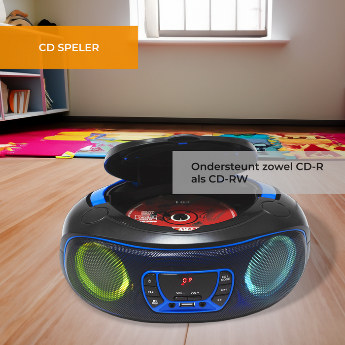 Denver Draagbare Radio CD Speler Kinderen - Bluetooth - Lichteffecten - Boombox - AUX - FM - TCL212BT