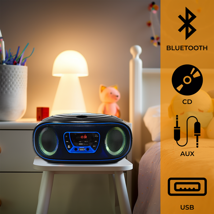 Denver Draagbare Radio CD Speler Kinderen - Bluetooth - Lichteffecten - Boombox - AUX - FM - TCL212BT