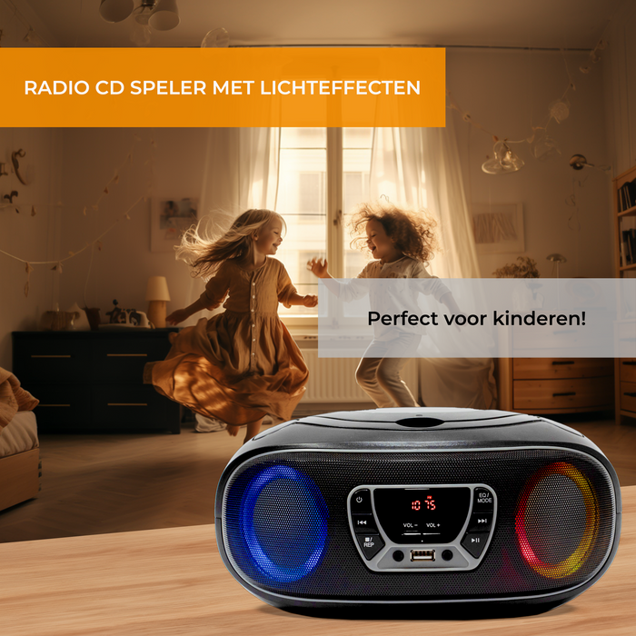 Denver Draagbare Radio CD Speler Kinderen - Bluetooth - Lichteffecten - Boombox - AUX - FM - TCL212BT