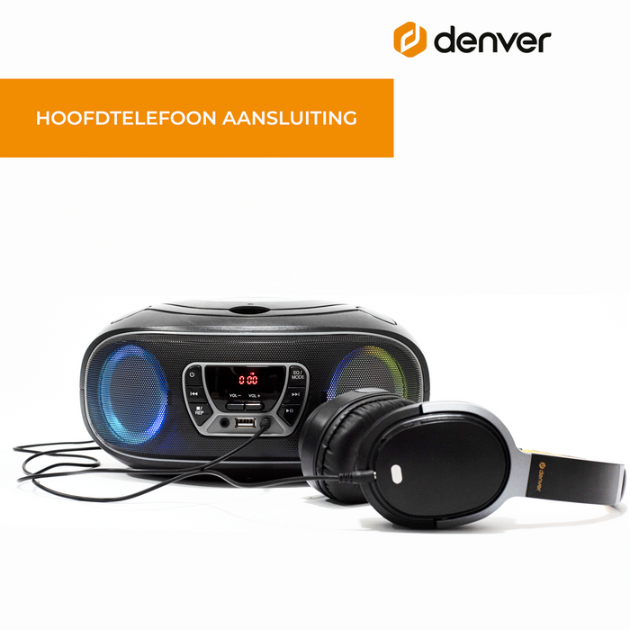 Denver Draagbare Radio CD Speler Kinderen - Bluetooth - Lichteffecten - Boombox - AUX - FM - TCL212BT