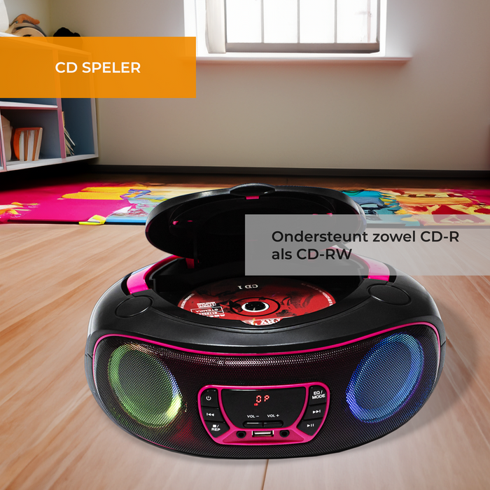 Denver Draagbare Radio CD Speler Kinderen - Bluetooth - Lichteffecten - Boombox - AUX - FM - TCL212BT