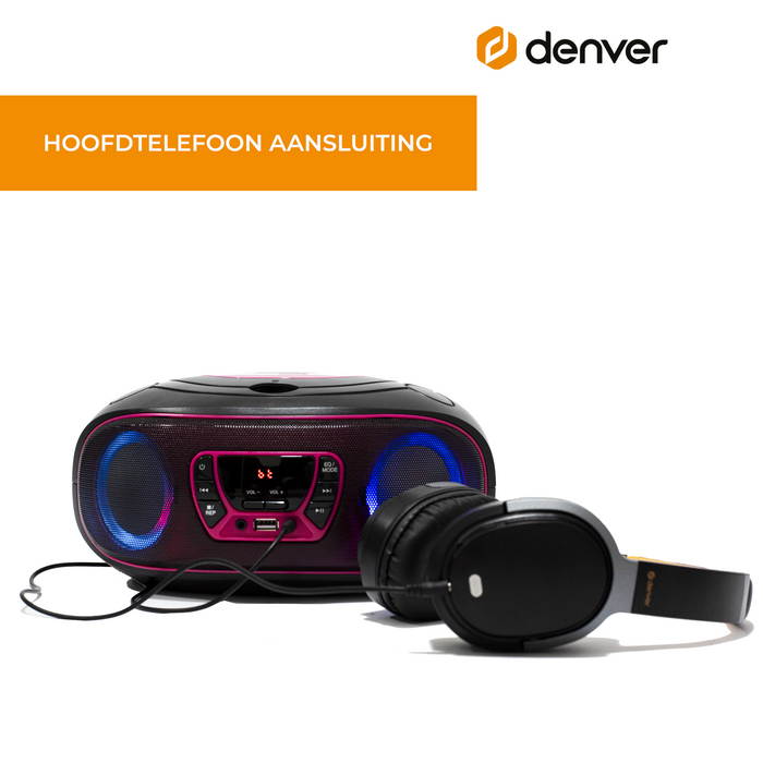 Denver Draagbare Radio CD Speler Kinderen - Bluetooth - Lichteffecten - Boombox - AUX - FM - TCL212BT