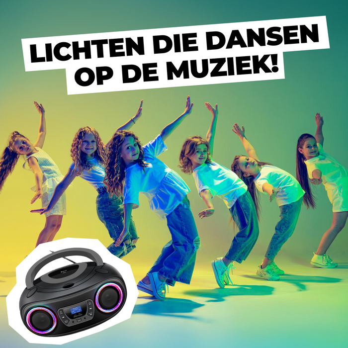 Denver Draagbare DAB Radio CD Speler Kinderen - Bluetooth - Lichteffecten - Boombox - AUX - FM - TDB212