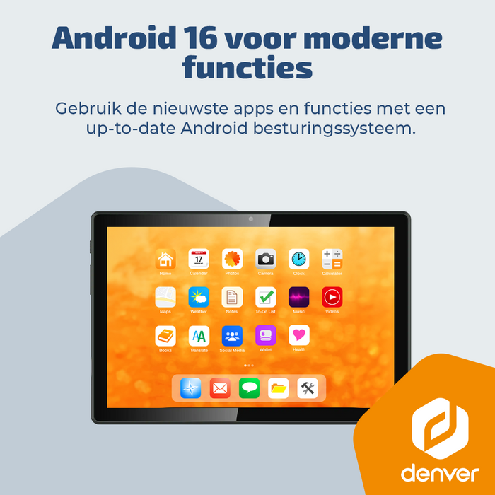 Denver Tablet - Android 16 - 4GB RAM - 64GB opslag - 10.1 inch - IPS - Voor- en achtercamera - Wifi - TIO10525
